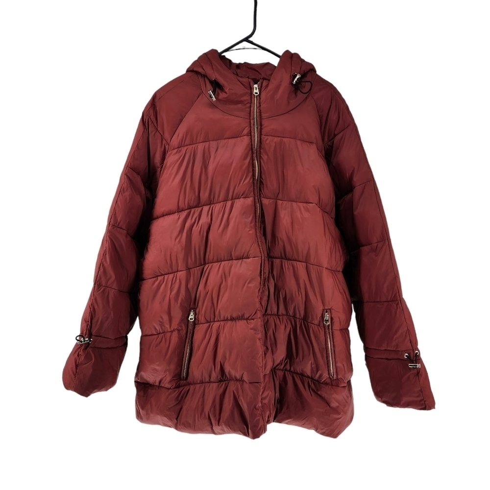Ulla Popken Bell Sleeve Hooded Quilted Fully Lined Puffer Jacket- 24/26